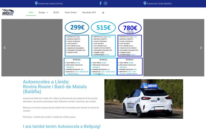 Екранна снимка на autoescolamotocar.es
