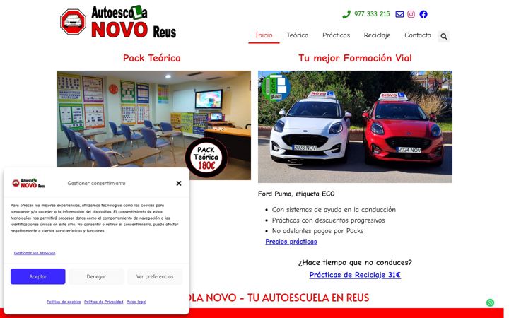 Екранна снимка на autoescolanovo.com