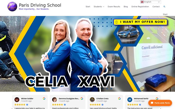 Ekrano kopija autoescolaparis.com