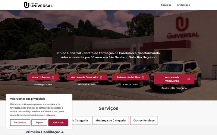 Ekrano kopija autoescolasuniversal.com.br
