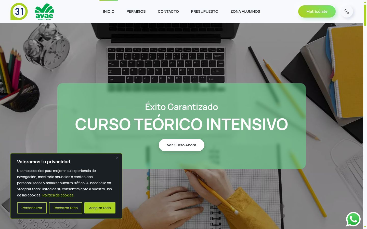 Captura de ecrã do banner de consentimento apresentado antes de qualquer interação
