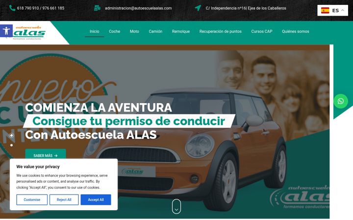 Screenshot of autoescuelaalas.com