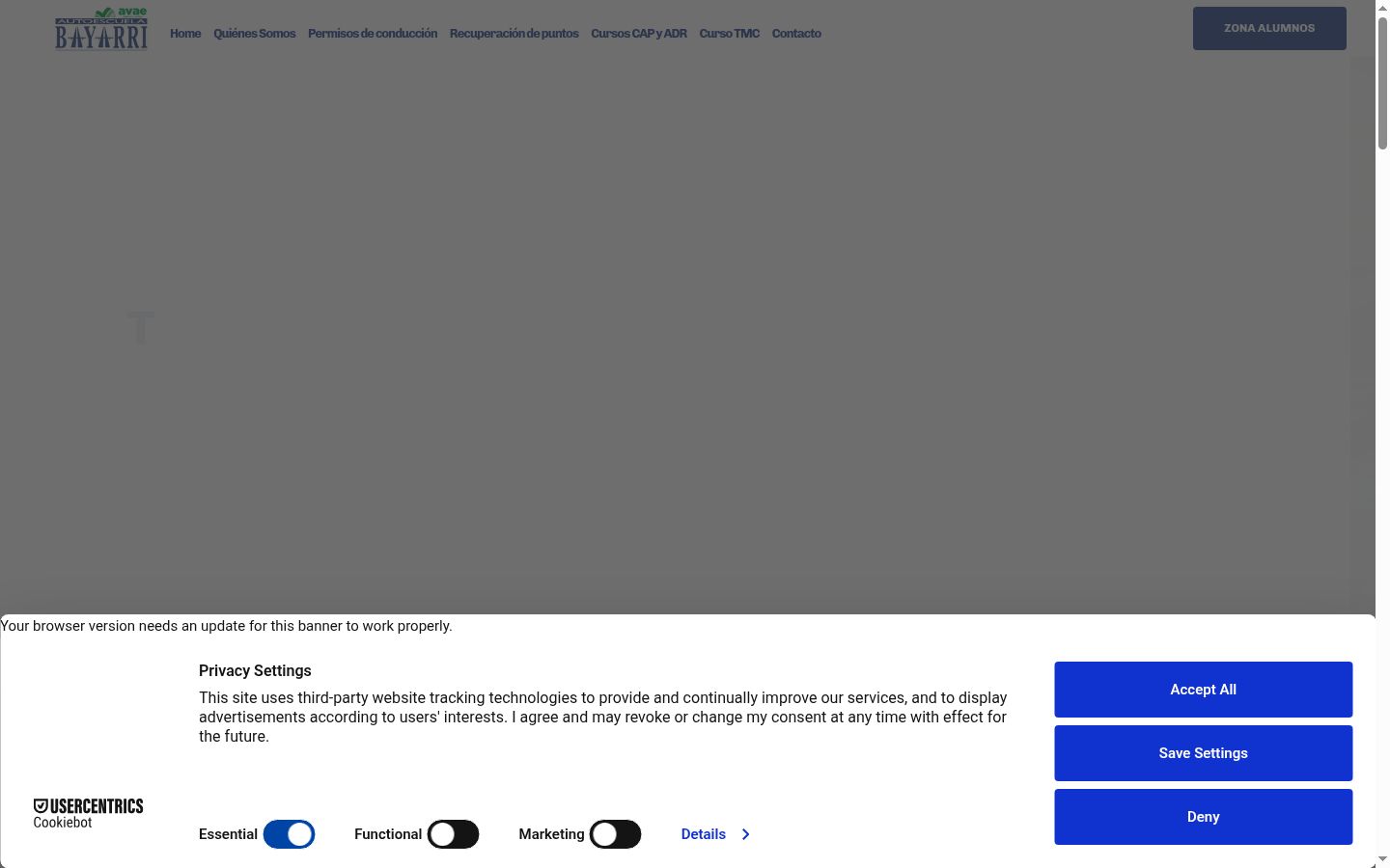 Screenshot des Einwilligungsbanners vor jeglicher Interaktion