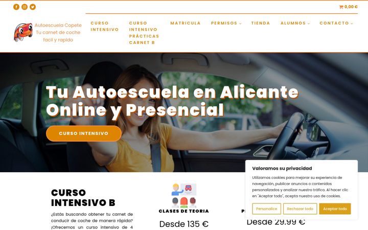 Screenshot of autoescuelacopete.es