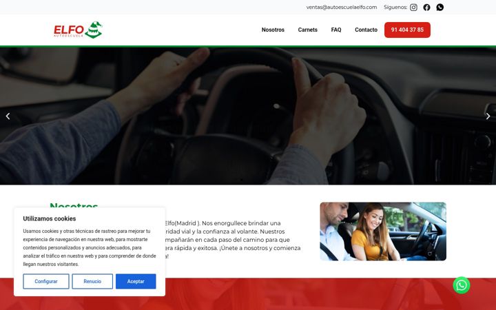 Kuvakaappaus sivustosta autoescuelaelfo.com
