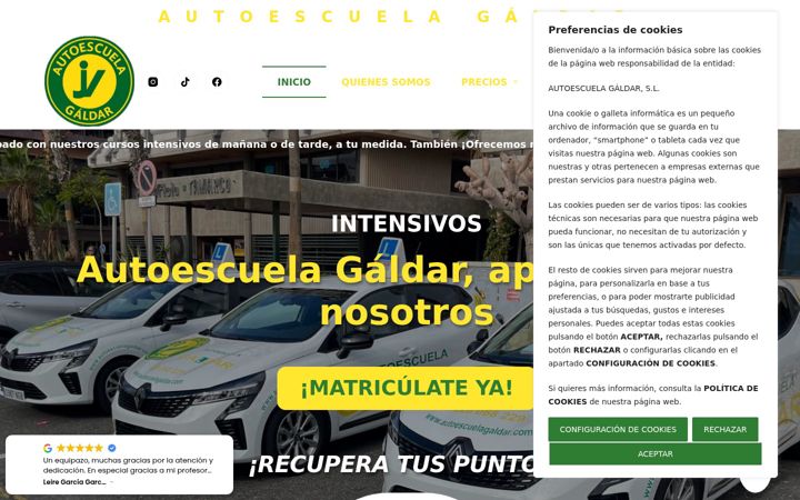 Screenshot of autoescuelagaldar.com