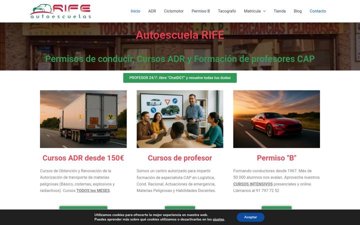 Screenshot of autoescuelarife.com