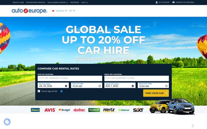 Skjámynd af autoeurope.ca
