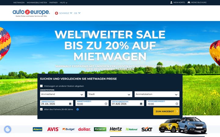 Skærmbillede af autoeurope.ch