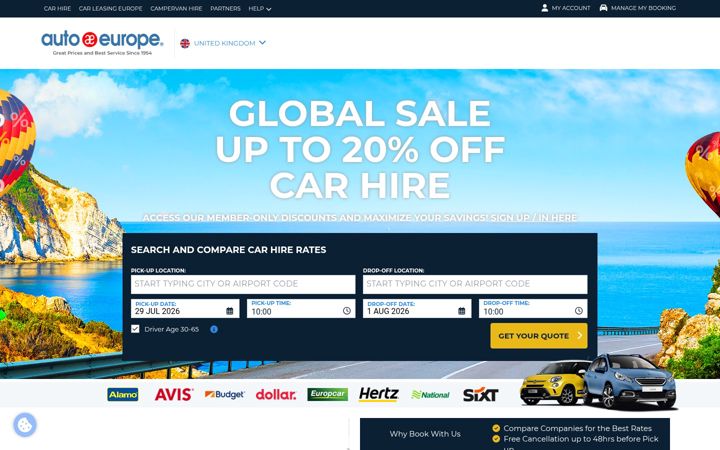 Captura de ecrã de autoeurope.co.uk