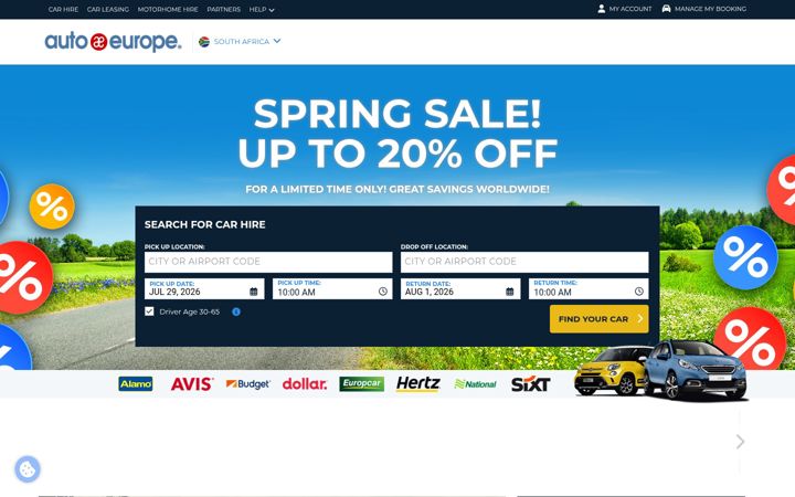 Screenshot of autoeurope.co.za