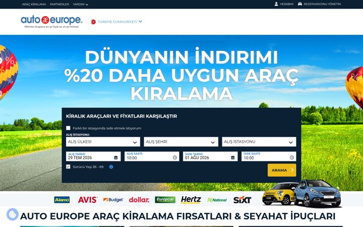 Screenshot of autoeurope.com.tr