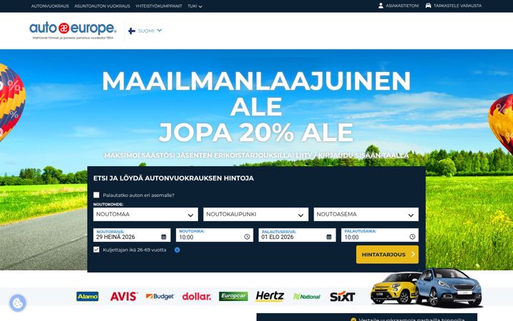 Ekrānuzņēmums no autoeurope.fi