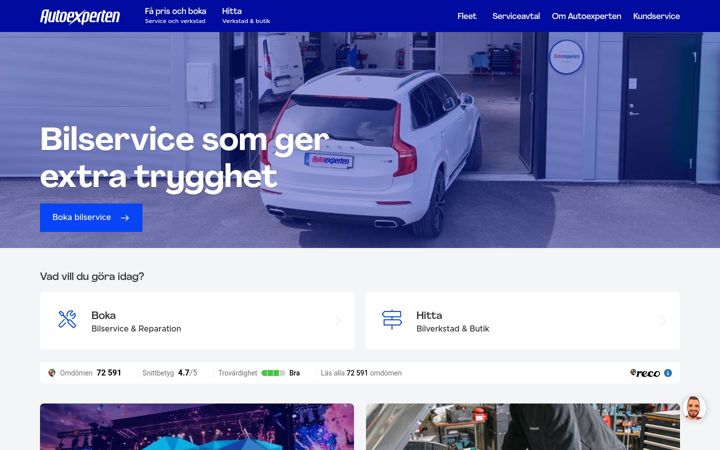 Екранна снимка на autoexperten.se