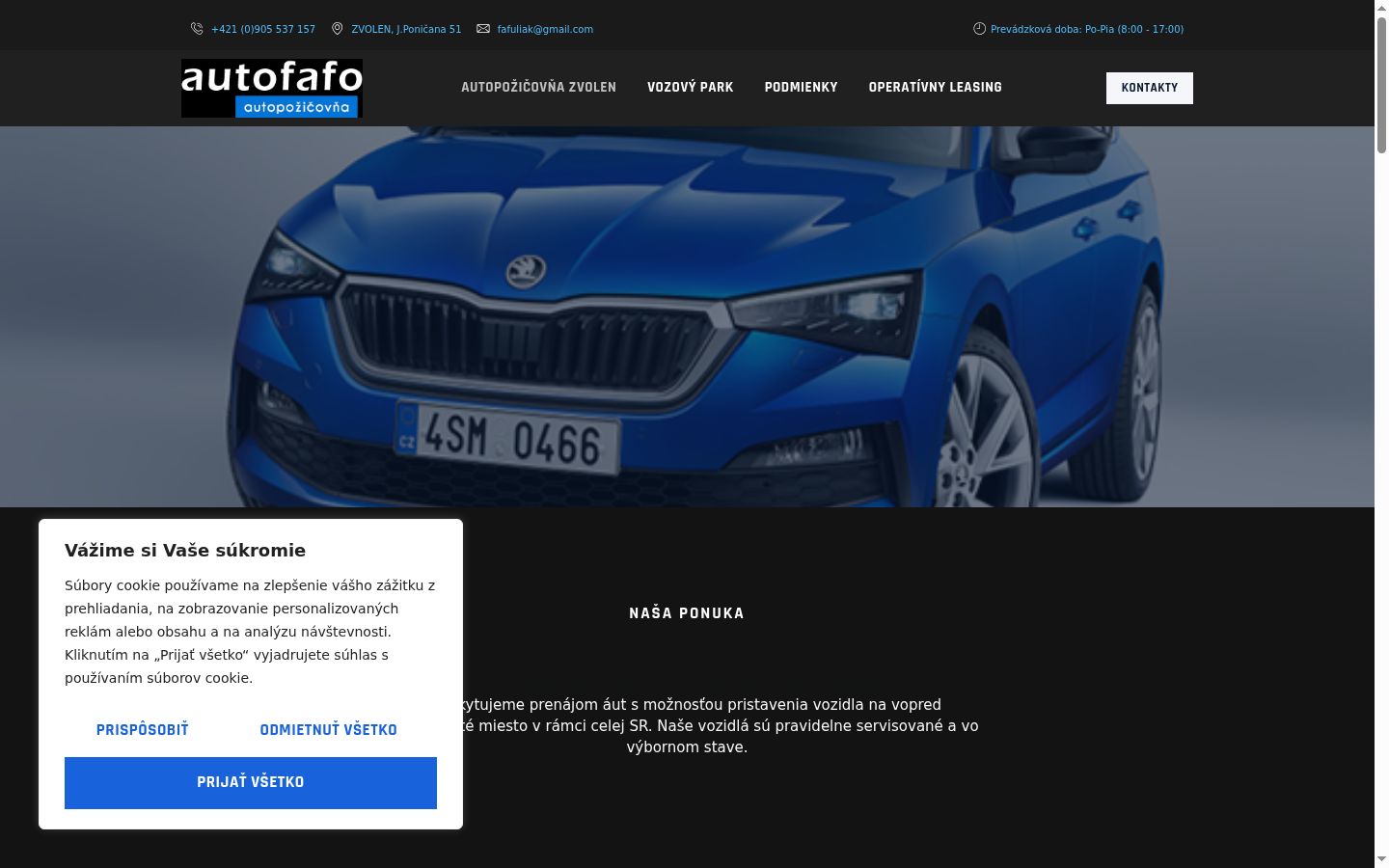Screenshot del banner di consenso mostrato prima di qualsiasi interazione