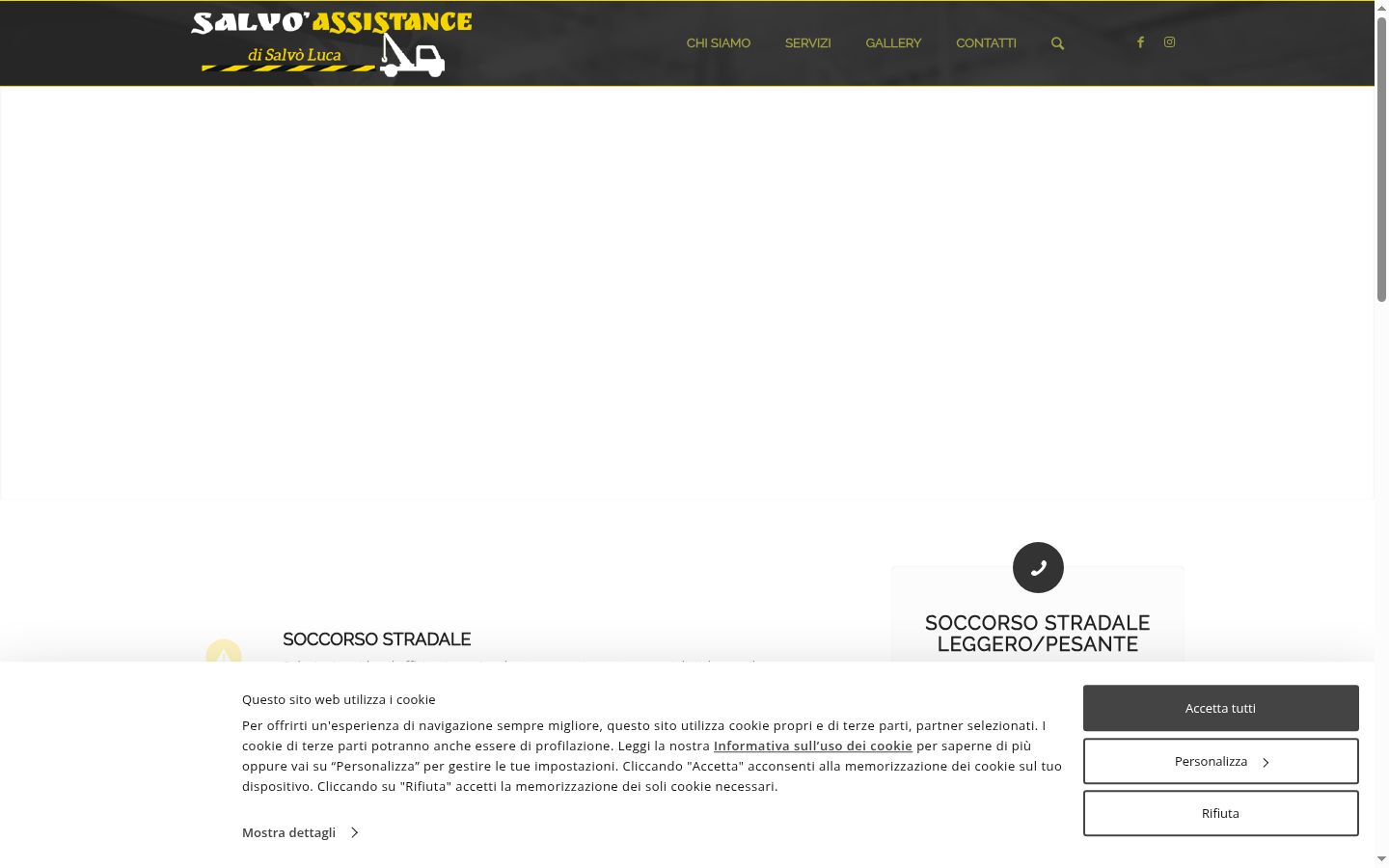 Screenshot del banner di consenso mostrato prima di qualsiasi interazione