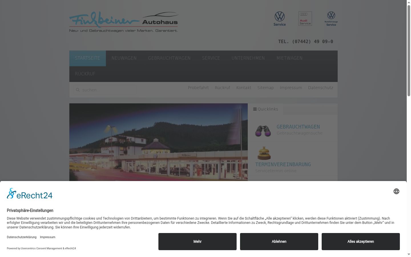 Screenshot of the consent banner shown before any interaction
