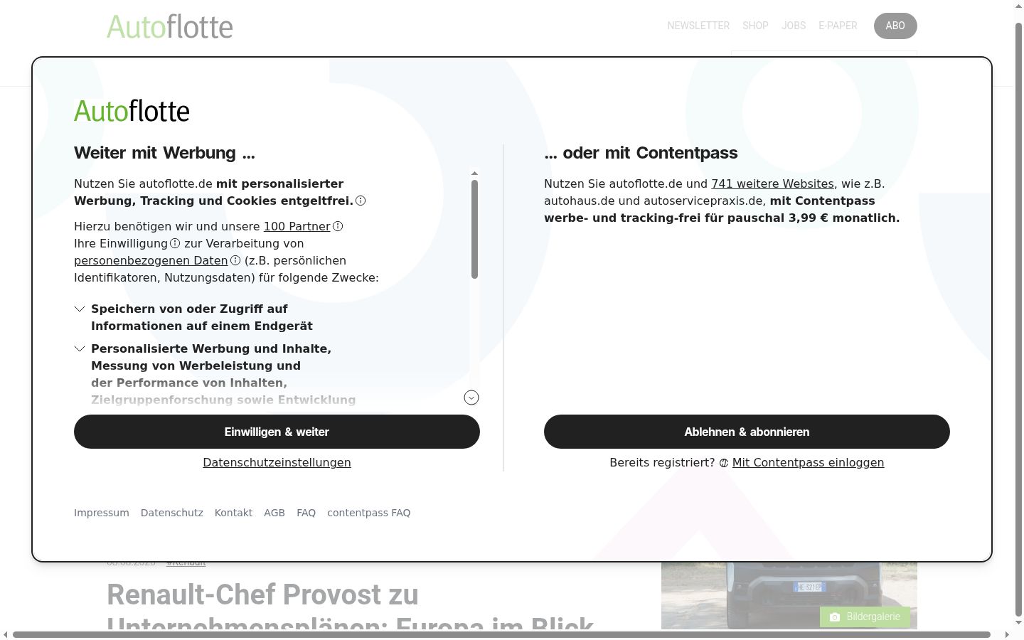 Screenshot of the consent banner shown before any interaction