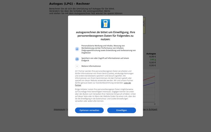 Screenshot of autogasrechner.de