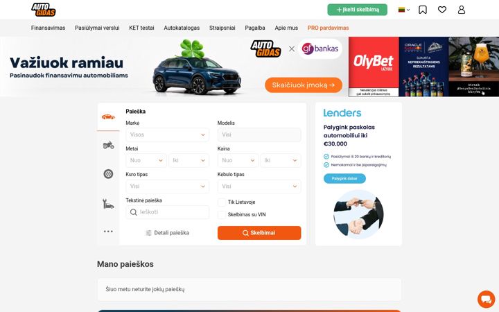 Screenshot του autogidas.lt