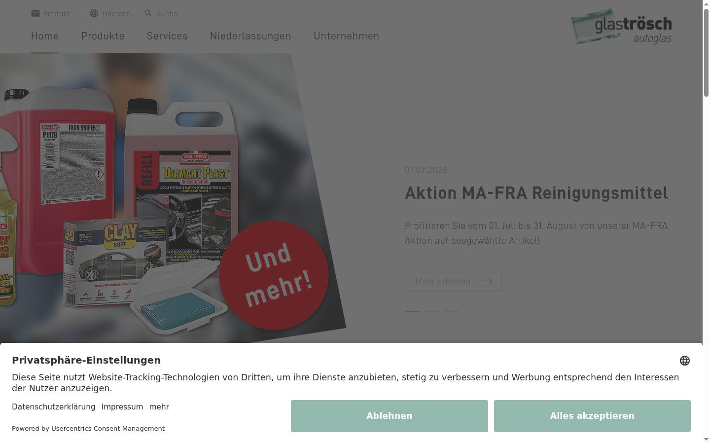 Ekrānuzņēmums ar piekrišanas baneri, kas tika rādīts pirms jebkādas mijiedarbības