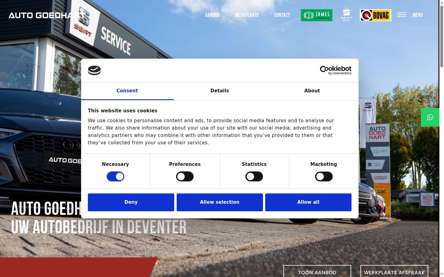 Screenshot of the consent banner shown before any interaction