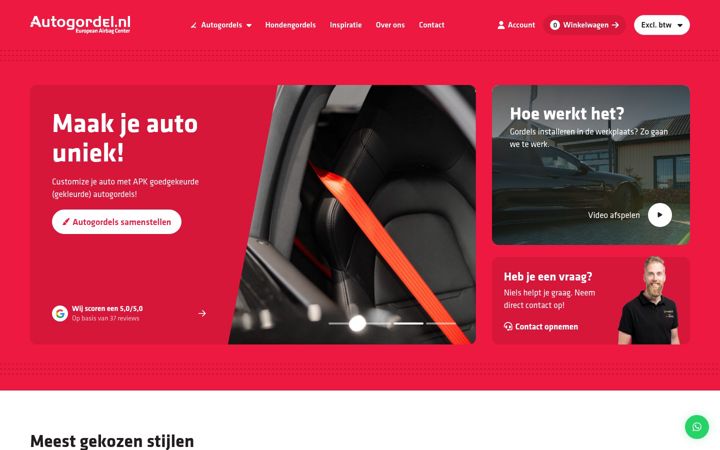 Kuvakaappaus sivustosta autogordel.nl