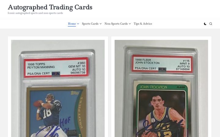 Captura de pantalla de autographedtradingcards.com