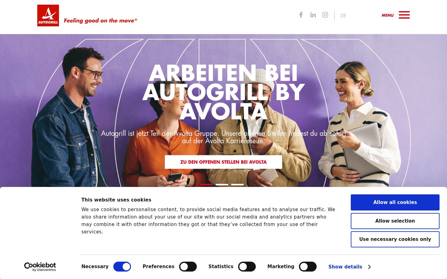 Screenshot del banner di consenso mostrato prima di qualsiasi interazione