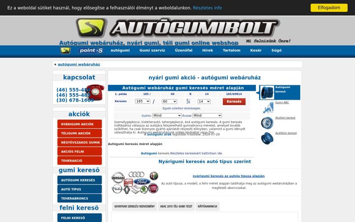 Screenshot of autogumibolt.hu