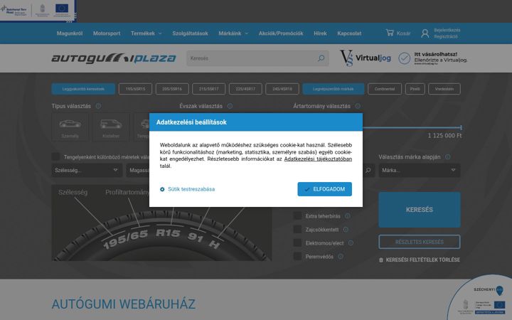 Capture d'écran de autogumiplaza.hu
