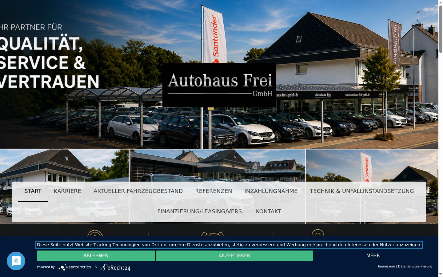 Screenshot of the consent banner shown before any interaction