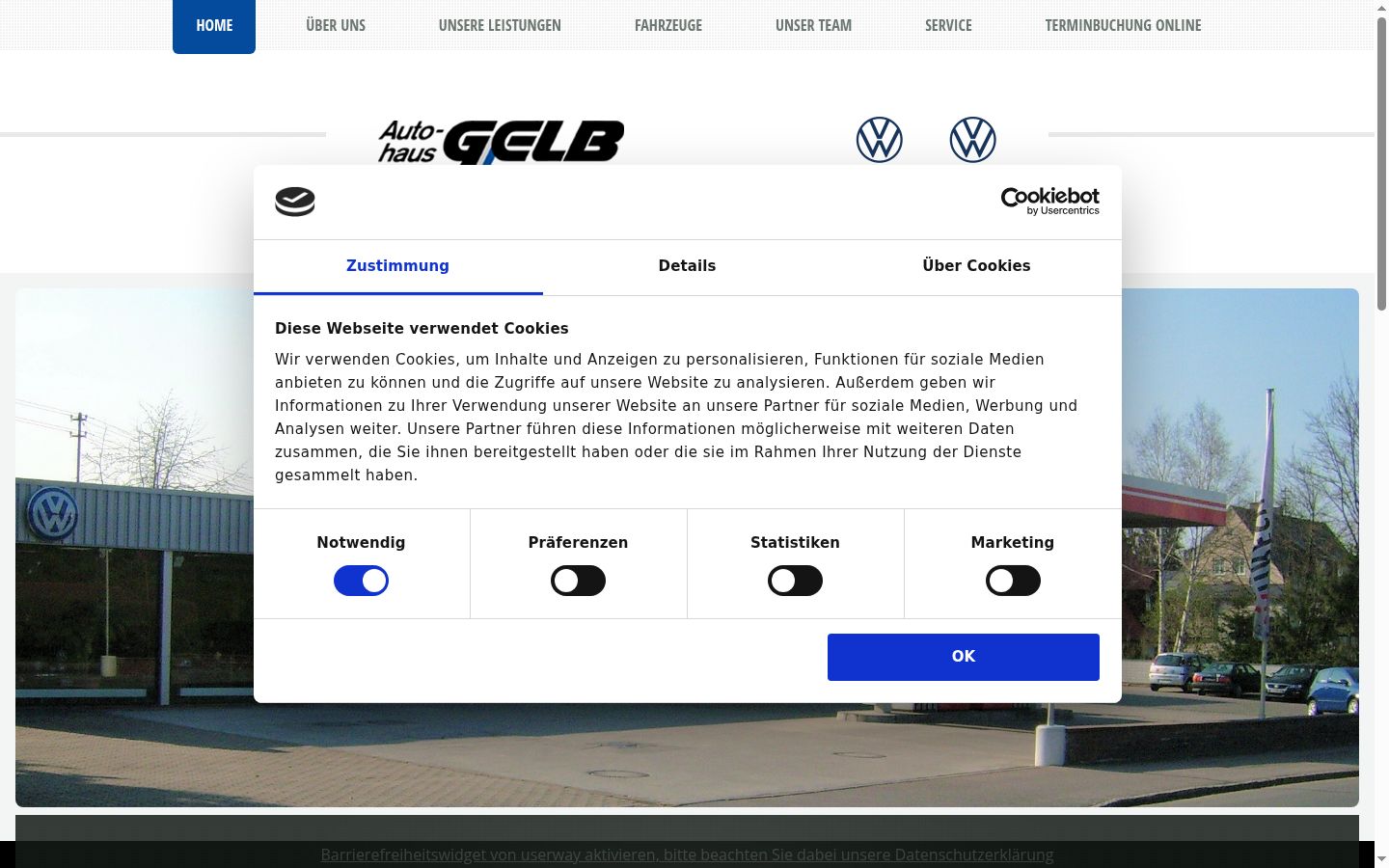 Screenshot of the consent banner shown before any interaction