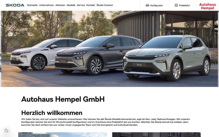 Екранна снимка на autohaus-hempel.skoda-auto.de