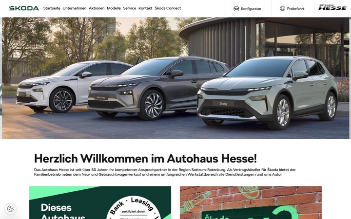 Screenshot of autohaus-hesse.skoda-auto.de