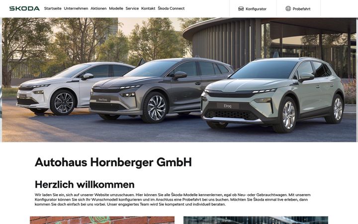 Screenshot of autohaus-hornberger.skoda-auto.de