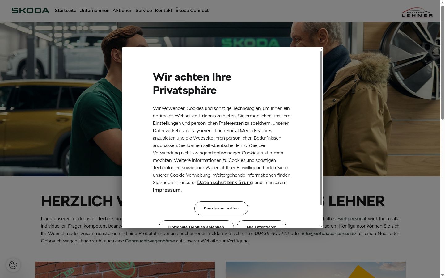 Screenshot of the consent banner shown before any interaction