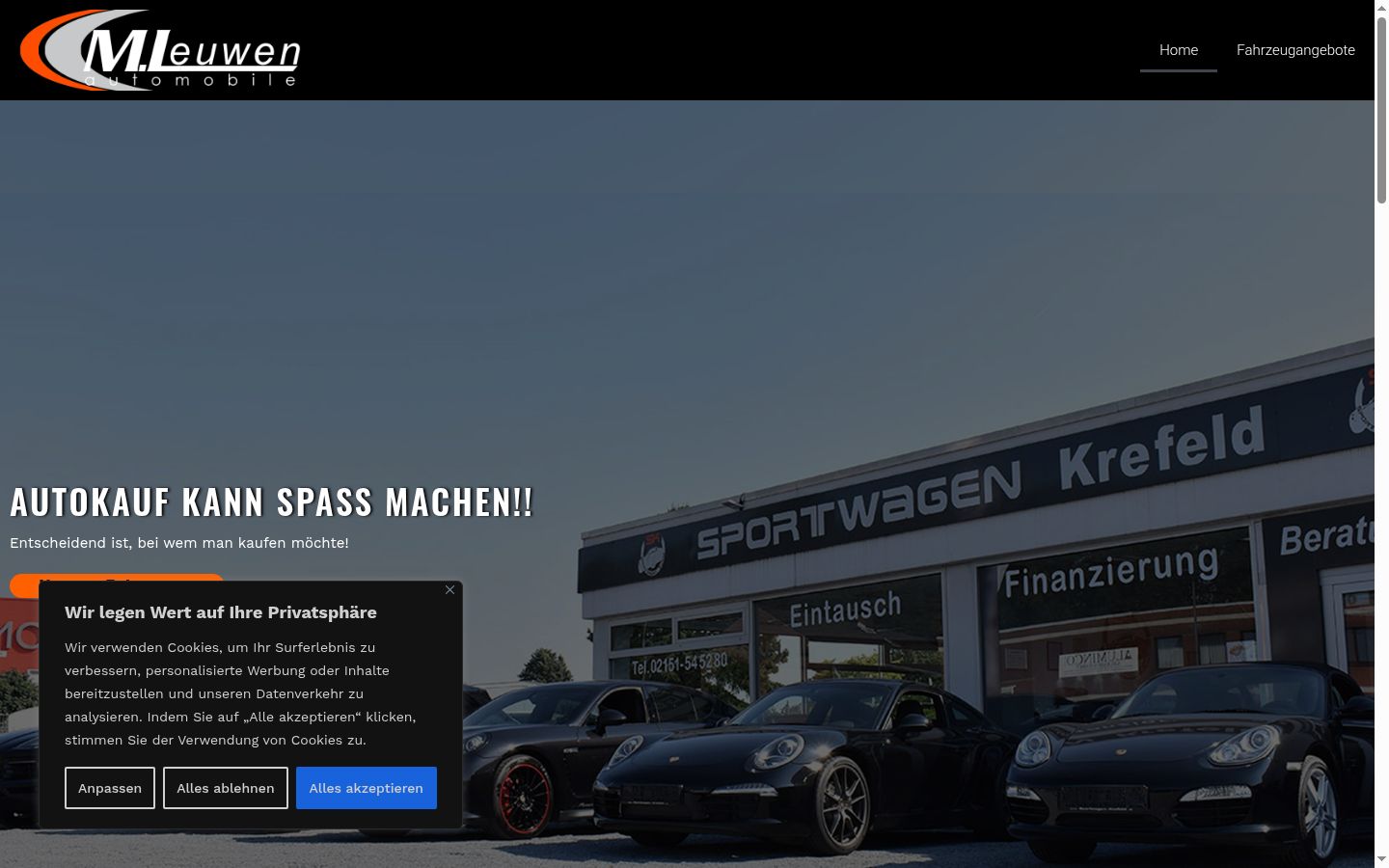 Screenshot des Einwilligungsbanners vor jeglicher Interaktion