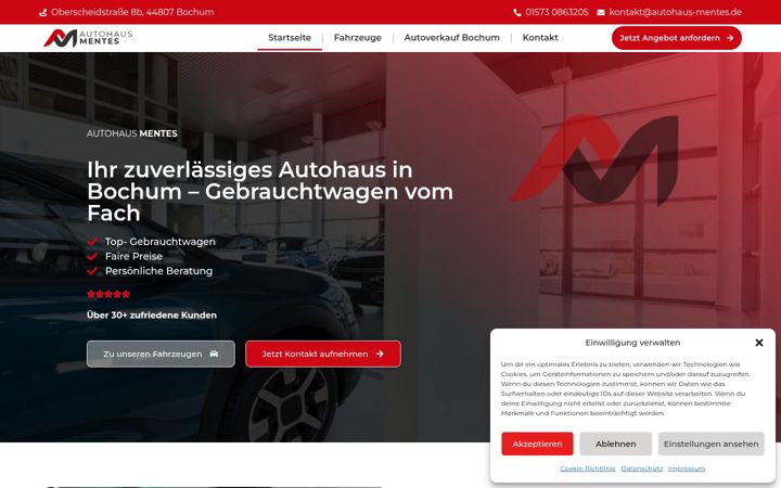 Screenshot of autohaus-mentes.de