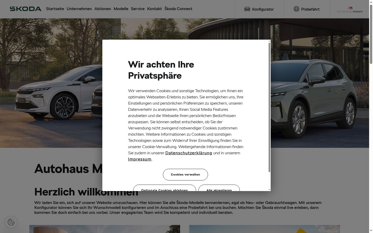 Snímka obrazovky banera súhlasu zobrazeného pred akoukoľvek interakciou