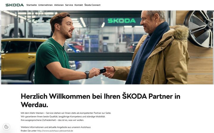 Screenshot of autohaus-pleissental.skoda-auto.de