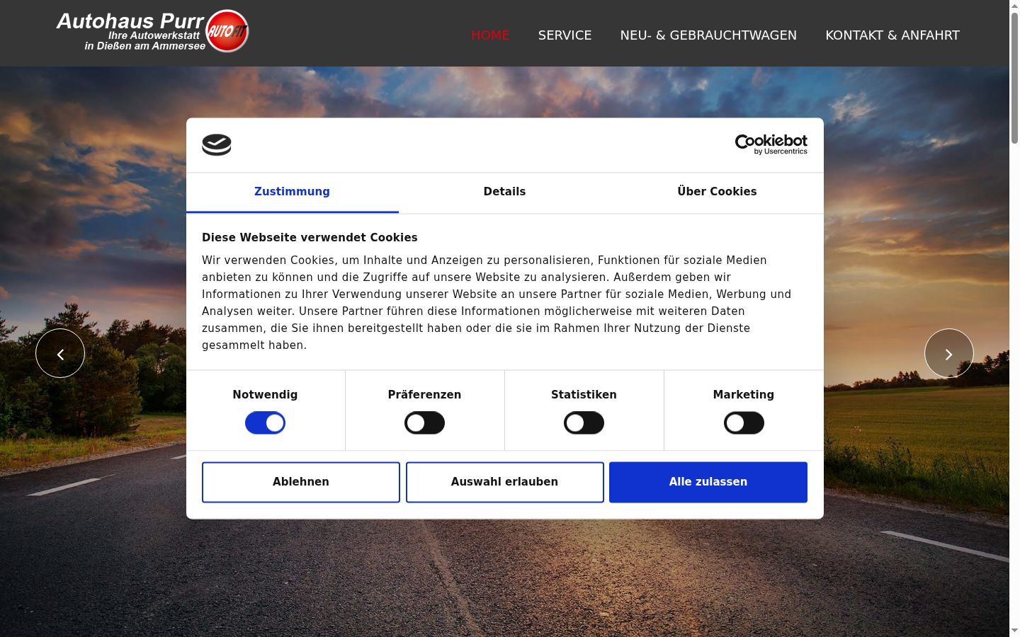 Screenshot van de toestemmingsbanner zoals getoond vóór enige interactie