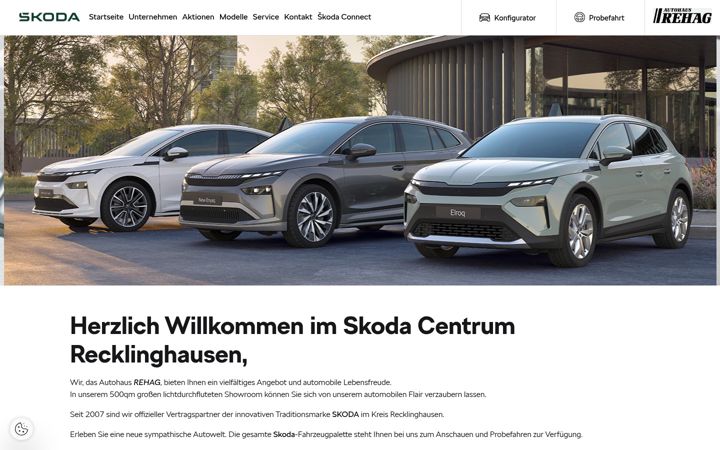 Screenshot of autohaus-rehag.skoda-auto.de