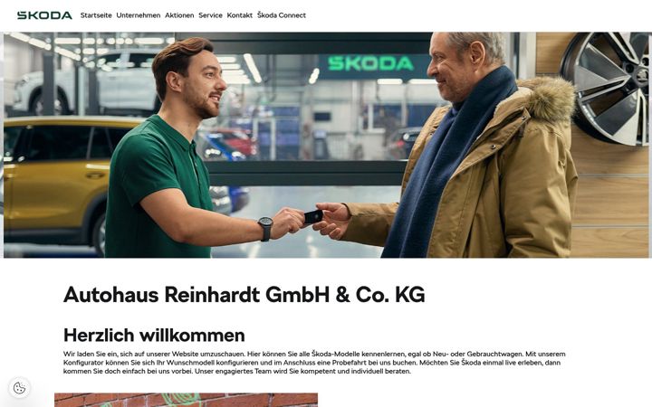 Екранна снимка на autohaus-reinhardt.skoda-auto.de
