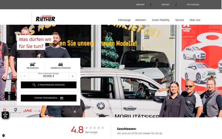 Екранна снимка на autohaus-riether.de
