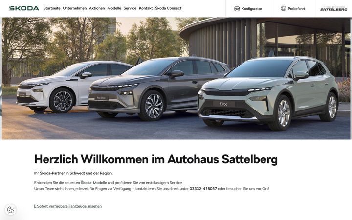 Screenshot of autohaus-sattelberg.skoda-auto.de