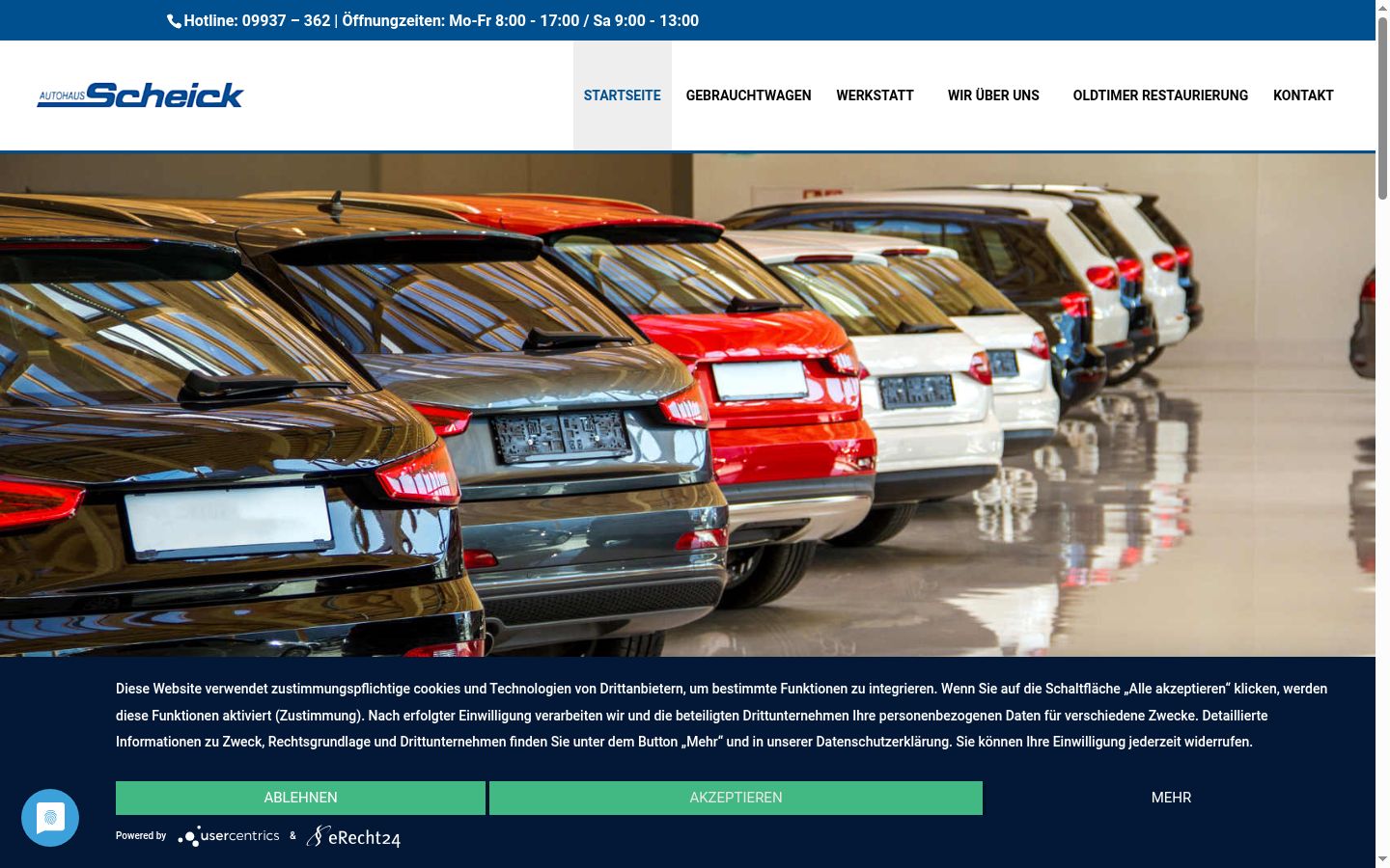 Screenshot del banner di consenso mostrato prima di qualsiasi interazione