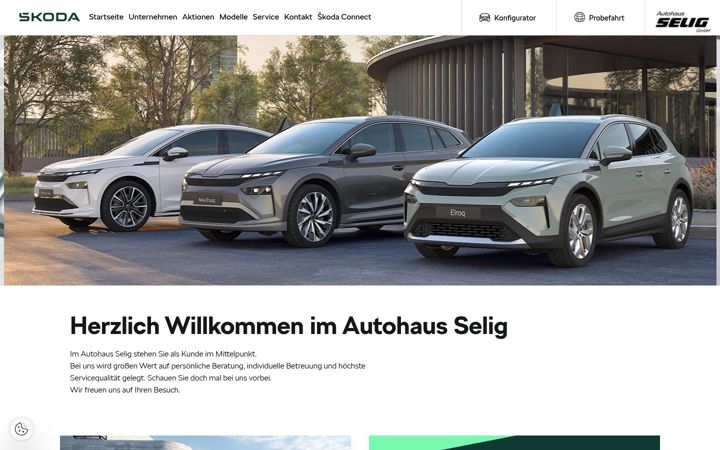 Screenshot of autohaus-selig.skoda-auto.de