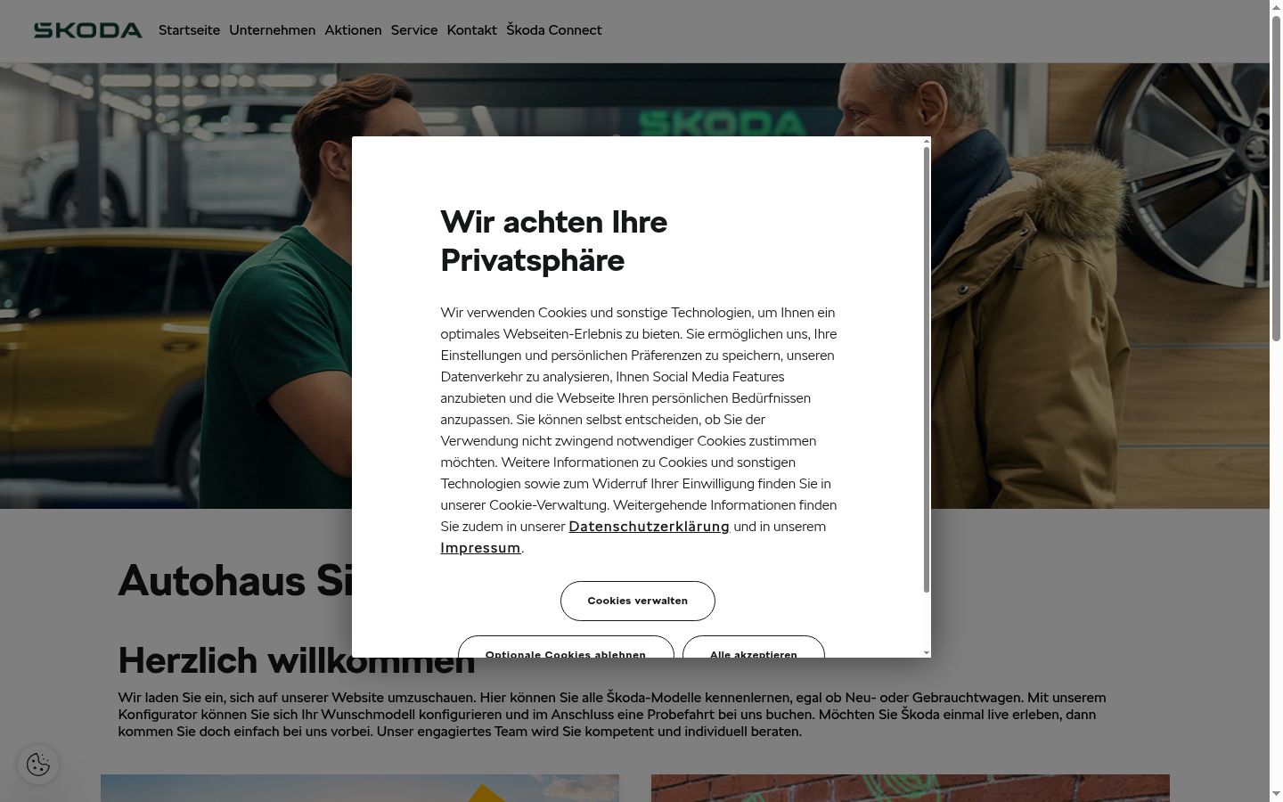 Screenshot van de toestemmingsbanner zoals getoond vóór enige interactie