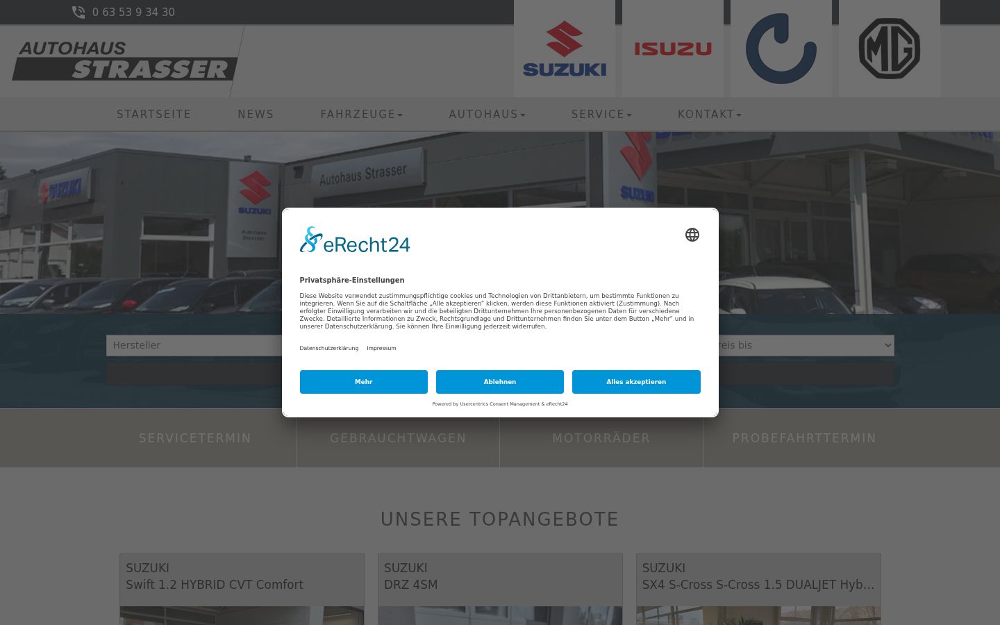Screenshot del banner di consenso mostrato prima di qualsiasi interazione